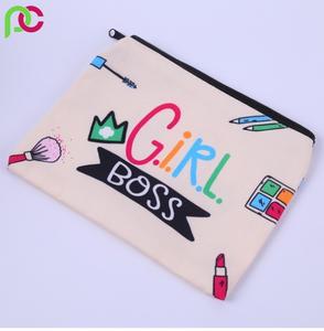 Bolsas de maquillaje, bolsa de viaje para cosméticos, bolsa de sublimación de alta calidad, lienzo de serigrafía ecológico de lino y algodón en blanco - Product Image 2