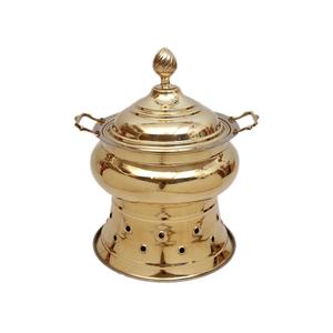 Chauffe-plat Couvercle en verre Design luxueux Chauffe-plat avec support en métal bruni Pot de service Forme arrondie Stockage des aliments - Product Image 5