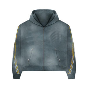 Conjunto Deportivo Unisex Personalizado, Sudadera con Bordado Desgastado, Pantalones Deportivos Anchos, Transpirables, 100% Poliéster, Trajes Deportivos de Invierno - Product Image 2