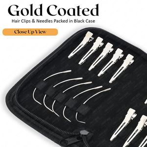 Professionnel 5 pièces outils d'extension de cheveux en acier inoxydable Clips de sectionnement enduit d'aiguille Sier couleur Premium Bla cheveux cheveux humains - Product Image 4