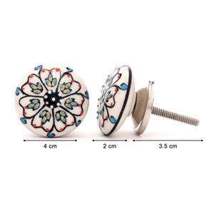 SHUBHAM Boutons en céramique personnalisés Forme ronde florale Peint à la main Design moderne Poignées de tiroir d'armoire pour cuisine et armoire - Product Image 4