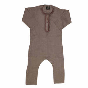 Traje Shalwar Bordado para Niños - Marrón - Product Image 3