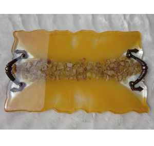 Epoxy Resin serving <b>Tray</b> for Dessert and <b>Snacks</b> Serving <b>Tray</b> With Brass Handle for Kitchenware Use - Product Image 3