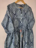 Vestido Casual de Verano para Mujer, Largo hasta la Rodilla, con Cintura Natural, 100% Algodón, de Fabricante Indio, Calidad Estándar