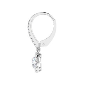 Argent 925/Plaqué Or Jaune/Plaqué Or Rose 1.60 TCW Coupe Ronde Moissanite Avec Halo Drop Dangle Boucle D'oreille Pour Femmes/Elle - Product Image 4