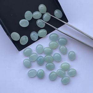8mm 10mm aguamarina azul Natural liso ovalado parte posterior plana calibrado cabujón piedra preciosa suelta DIY para fabricación de joyas anillos fábrica - Product Image 3