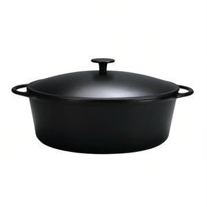 KARL KRGER Rustika Goose Roaster <b>Cast</b> Iron 7.5 L 34 Cm Matt Black with Pot Cover Oven Safe - Product Image 3