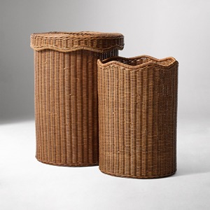 Handwoven rattan <b>waste</b> bins wholesale supplies dust trash bin <b>basket</b> storage lid containers - Product Image 6