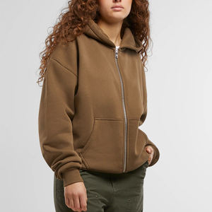 Sweats à capuche en tricot pour femmes, 100% coton, surdimensionnés, fermeture éclair sur le devant, couleur et logo personnalisés - Product Image 2