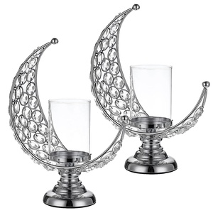Portavelas de Metal de cristal con forma de media luna de Color plateado de diseño exquisito para bodas y eventos, decoración de mesa, superventas - Product Image 1