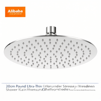 Cabezal de Ducha Redondo de 20 cm, Ultrafino, con Acabado Cromado, Antical, de Acero Inoxidable, con Efecto Lluvia de Alta Presión para Baño