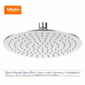 Cabezal de Ducha Redondo Ultrafino de Acero Inoxidable de 20 cm, Antiincrustante, con Efecto Lluvia de Alta Presión para Duchas - Product Image 2