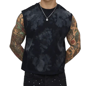 Chemise sans manches surdimensionnée délavée à l'acide, respirante, en polyester doux, avec logo personnalisé, effet délavé à la pierre - Product Image 4