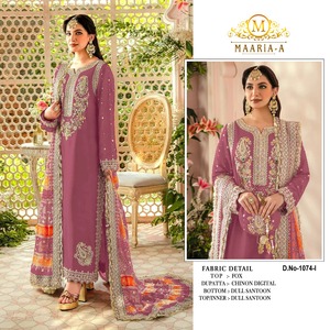 Costume Salwar Kameez en Faux Georgette Lourd avec Broderie et Séquence pour Mariage et Soirée, Salwar Kameez Pakistanais - Product Image 5
