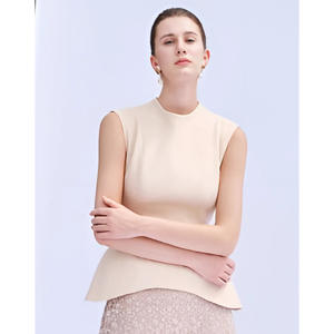 2025 nouveau Design femme chemise LILA sable JACQUARD PEPLUM sans manches sable Jacquard femmes vêtements élégant Logo personnalisé du Vietnam - Product Image 3