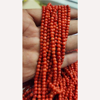 30 brins de corail rouge italien naturel, perles lisses de 4 mm à 5 mm, 1554 carats, longueur de 16 pouces, certifié IROC, pour la fabrication de bijoux, 498 $ US