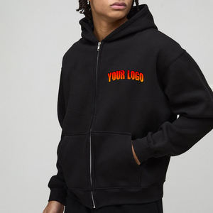 เสื้อฮู้ดโอเวอร์ไซส์ซิปของผู้ชายเสื้อผ้าแนวสตรีทแวร์ผ้าฟลีซผ้าฝ้าย100% มีซิปรูดแบบกำหนดเอง - Product Image 4