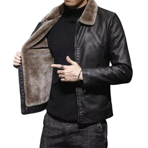 Nouvelle Collection 2026 – Blouson en Cuir Épais pour Homme, Col en Fausse Fourrure, Coupe-Vent et Chaud, Unisexe – Vente en Gros - Product Image 4