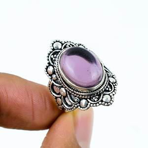 Anillos de Moda Boho Hechos a Mano con Piedras Preciosas de Amatista, Engaste de Bisel con Baño de Oro de 18K, Regalo para Ocasiones Elegantes - Product Image 1