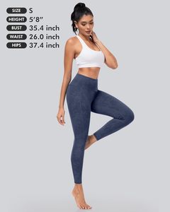 Leggings con bolsillos para mujer, cintura alta Control de barriga Entrenamiento Pantalones de yoga Tela de polialgodón Elástico Rise High Rise - Product Image 2