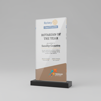 Trophée rectangulaire en acrylique Prestige, durable, poli, lettres gravées en typographie, récompense d'entreprise haut de gamme, modèle pour employés