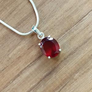 Colgante de Granate Hessonita Hecho a Mano, Ovalado, de Plata de Ley, Joyería de Piedra de Nacimiento, Regalo para Niñas y Mujeres, Alta Calidad, Clásico - Product Image 2