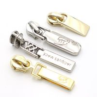 Pabrik Penarik Ritsleting Logam Berkualitas Tinggi Kustom, Berlapis Bebas Nikel, Terukir Nama Merek, Penarik Ritsleting Bulat 17mm dengan # 5 Penggeser Logam