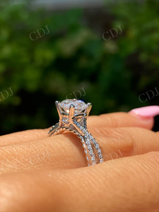 Anillo de compromiso y boda único de media eternidad con certificación GRA de diamante Moissanite redondo para mujer a precio de mayorista - Product Image 4