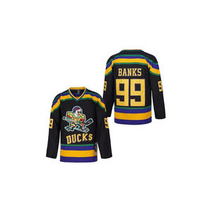 D-5 เสื้อฮอกกี้น้ำแข็งสำหรับผู้ใหญ่ Mighty Ducks คุณภาพสูง 100% โพลีเอสเตอร์ แห้งเร็ว ปรับแต่งชื่อทีมได้ - Product Image 1