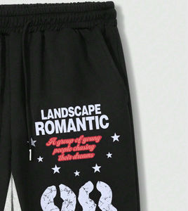 Pantalons pour hommes en polaire et respirants lavés avec logo personnalisé OEM Pantalon de survêtement évasé imprimé DTG pour hommes - Product Image 2