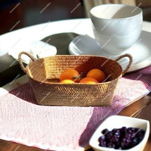 Unique New Style Bread Rattan <b>Basket</b> Handmade Rattan Storage Snack Storage <b>Basket</b> for Kitchen and Living Room With <b>Handle</b> - Product Image 4