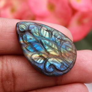 Labradorite naturelle sculpté Cabochon lisse concepteur pierre Multi Flashy lâche pierres précieuses métaphysique laboratoire sculpture à la main - Product Image 6