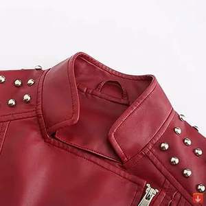 Women's New Fashion Biker Lambskin Genuine Leather Jacket <b>Zipper</b>-Processed Coating Stylish and Practical - Product Image 3