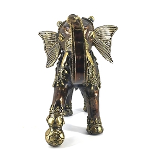 Figura de Elefante Jugando al Fútbol de Latón Macizo de 8.5 Pulgadas, Escultura de Bronce Tallada para Decoración del Hogar, Cultura Tribal - Product Image 2