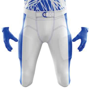 Ensemble de pantalons en jersey d'équipe personnalisés pour hommes, bleu royal, uniforme de football américain, court, respirant et durable, en sergé, nom du joueur. - Product Image 5