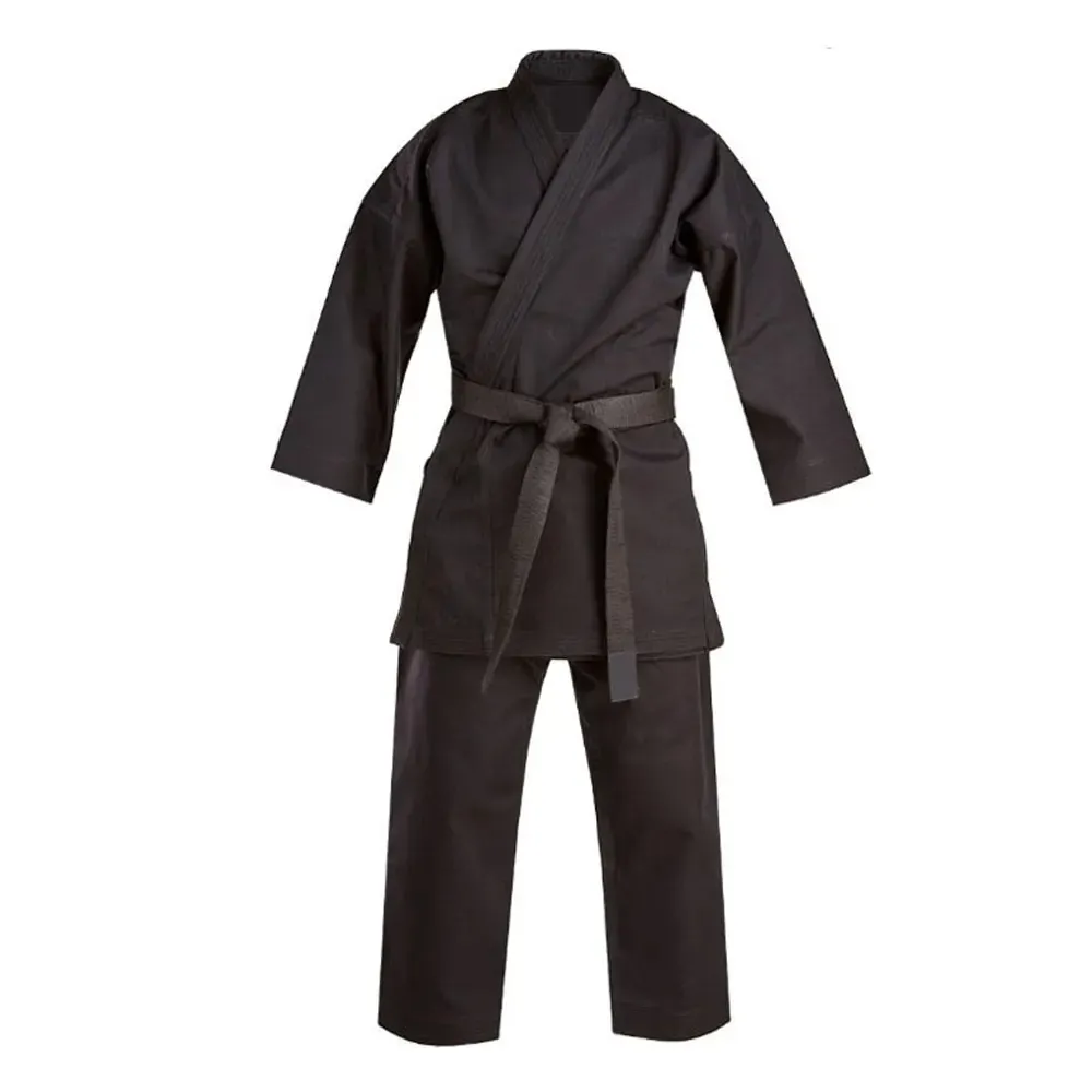 Kualitas tinggi bahan seni pakaian taekwondo katun poliester 65/35 seragam warna kustom & merek desain kain Logo kustom & Label
