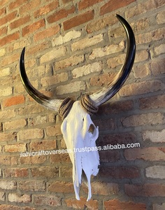 Calavera Art Deco con cuernos Juego de decoración de pared para boda y cumpleaños Material de hueso y cuerno - Product Image 2