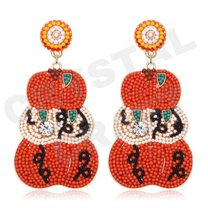 Pendientes con cuentas de diseñador de bandera americana para mujer, Día conmemorativo patriótico, Material de tela de Color naranja, blanco y azul - Product Image 4