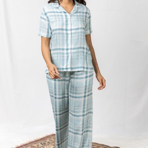 ชุดนอนผ้าซาตินสำหรับผู้หญิง, ชุดนอนเสื้อแขนยาวกางเกงขายาวใส่สบายเสื้อผ้าใส่นอนในบ้าน - Product Image 3