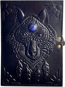 Wolf Design Luxury A3 Business Notebook Logotipo personalizado Impreso Piedra única Cuero negro suave Tapa dura Sillín Costura Organizador - Product Image 2