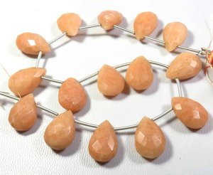 Amazonita de melocotón natural facetada 15-16mm 8 hebras de cuentas de piedras preciosas 15 cuentas por hebra corte facetado en forma de pera - Product Image 4