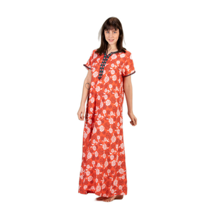 Robe de nuit ample en viscose Liva, imprimé floral brodé, super douce, avec cordon de serrage, en tissu de dentelle tissée, offre ODM - Product Image 1