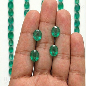 Esmeraldas Zambianas Naturales de 7×5 mm, Piedras de Esmeralda Verdes Ovaladas Genuinas para la Fabricación de Joyas, Piedras Preciosas Sueltas 100% Naturales - Product Image 1