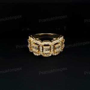 Trendy Iced Out Number <b>Ring</b> 925 Sterling Silver Rose/Yellow/White Gold Plated Prong <b>Set</b> Moissanite Fashion Jewelry for Unisex - Product Image 2