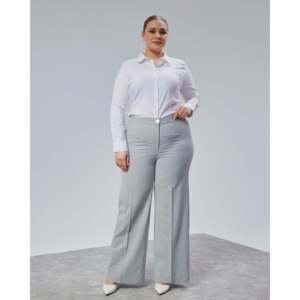 Poly Viscose Full Lycra Elastic Waist <b>Plus</b> Size <b>Trousers</b> - Grey - Product Image 6