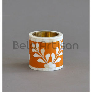 Brûleur d'encens indien écologique en os incrusté de nacre orange pour le festival du Ramadan, cadeau d'été |   Contactez Bela Artisan pour - Product Image 1