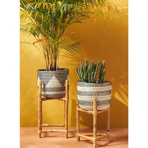 Wholesale Gorgeous Indoor Decor Handwoven Seagrass Plant <b>Pot</b> <b>Holder</b> with Rattan Stand Bamboo Material for Floor Hanging Vietnam - Product Image 3