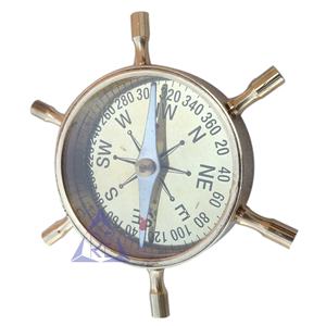 Boussole d'illusion d'optique demi-lune en laiton massif roue de navire nautique presse-papiers de bureau poli impression UV Logo personnalisé fait à la main - Product Image 6