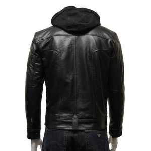 Veste en cuir noir pour homme, style classique slim, veste bomber, veste de motard, veste de moto pour l'hiver. - Product Image 5