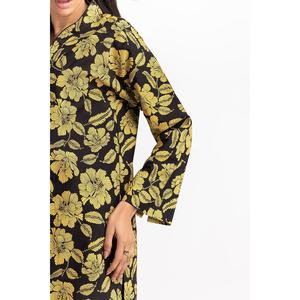 Chemisier décontracté en coton noir pour femme, imprimé en blocs, avec boutons décoratifs, idéal pour l'été - Product Image 1